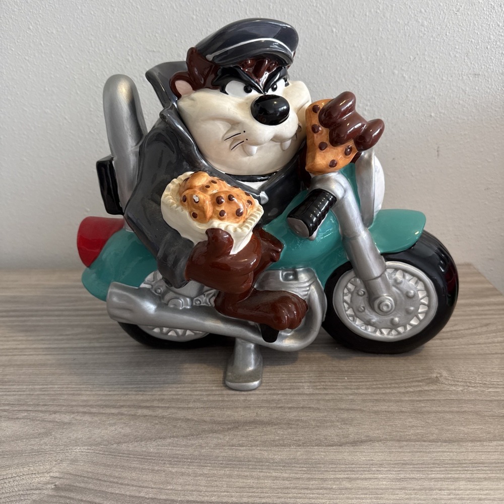 Warner Bros Store Taz on Motorcycle Cookie Jar Vintage Collectible